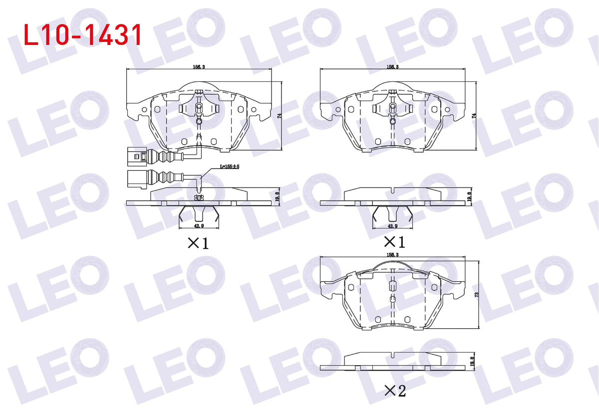 LEO L10-1431 Brake Pad Front with Connector Volkswagen Golf IV 1.9 TDI 1997-2005 / 1.8 T 1997-2005 / Bora 1.8 T — Brake Pads