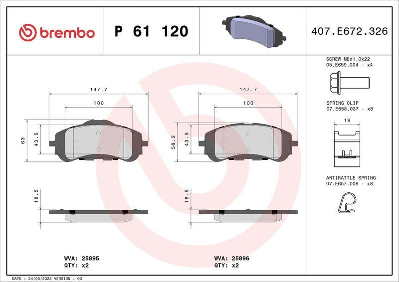 Brembo P61120 Brake Pad Disc Diameter 283mm (Peugeot 308 II 1.2Vti 1.2Thp 1.6 HDi 2.0 HDi 13 -) — Brake Pads