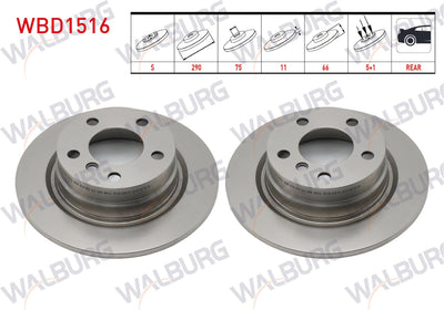 WALBURG WBD1516 Brake Disc Rear Straight BMW 1 Series (F20 — Brake Rotors & Drums