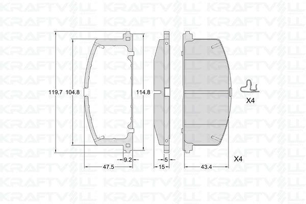 Kraftvoll 07010325 Front Brake Pad Toyota Corolla 1.3 1.6 Karburatorlu 1988-1997 Corona 1988-1991 (At171 191)