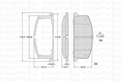 Kraftvoll 07010325 Front Brake Pad Toyota Corolla 1.3 1.6 Karburatorlu 1988-1997 Corona 1988-1991 (At171 191)