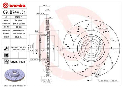 Brembo 09B74451 Brake Disc Front 4-Matic Mercedes W212 S212 R172 — Brake Rotors & Drums