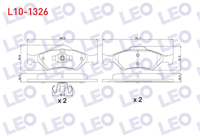 LEO L10-1326 Brake Pad Front Ford Fiesta IV 1.25i 16V 1996-2002 / Fiesta IV 1.4i 16V 1996-2002 / Fiesta IV 1.3i — Brake Pads