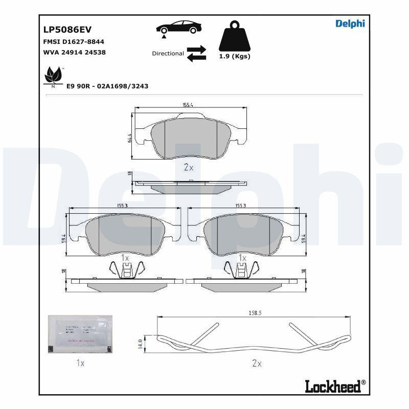 Delphi LP5086EV Brake Pad (Electric) — Brake Pads