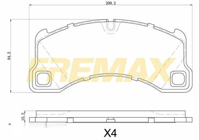 Fremax FBP-1829 Front Brake Pad (Carbon Formula) Porsche Cayenne 2010 >-Panamera-Taycan-Touareg 2019-2023 — Brake Pads