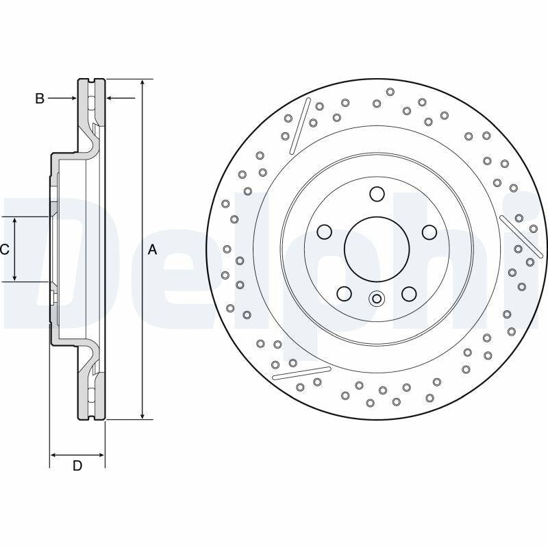 Delphi BG9223C Brake Disc (Single Pack)-Painted, Drilled — Brake Rotors & Drums