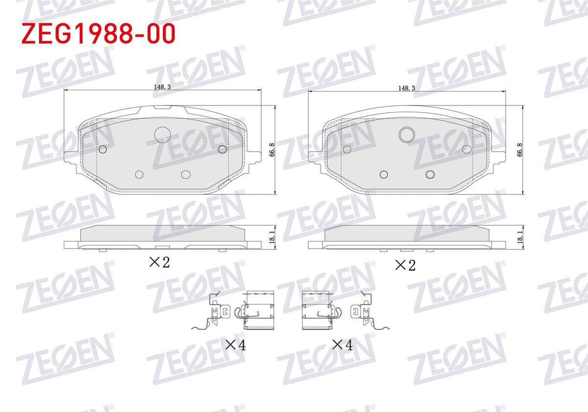 Zegen ZEG1988-00 Brake Pad Front Fiat Doblo 2022-/ Peugeot Rifter 2019-/ Partner 2021-/ 308 III 2021-/ 508 II 20 — Brake Pads