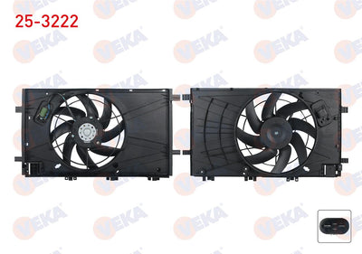 Veka 25-3222 Fan Motor (Water + A/C) with Shroud Heated Single Fan 383mm 300W Opel Insignia 1.6 (A — Motors, Pumps & Antennas