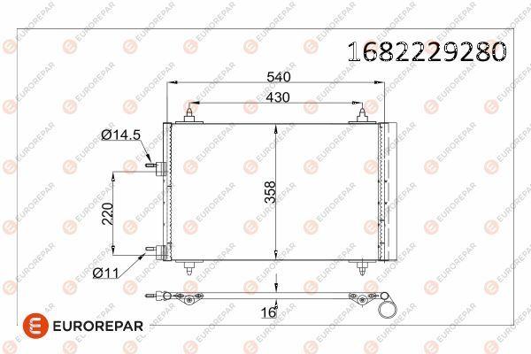 Eurorepar 1682229280 Psa / Erp A/C Condenser Peugeot 307 (3E) (3E_,3H_) CC (3B) Sw (3H) — Condensers & Evaporators