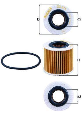 Mahle OX416D1 Oil Filter Toyota Corolla Auris 10-12 Avensis 09-12 Rav 4 08-12