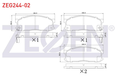 Zegen ZEG244-02 Brake Pad Front with Wear Indicator Kia Besta 2.2 D 1993-2003 / Mazda E 2200 (Sr2) 2.2 D 1984-2004