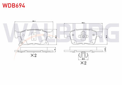WALBURG WDB694 Brake Pad Front with Wear Indicator Opel Astra K 1.6 CDTi 16 Rim 2015-/ Astra K 1.4i Turbo 16 Rim 2015-/ Astra K 1.0i Turbo 16 Rim 2015
