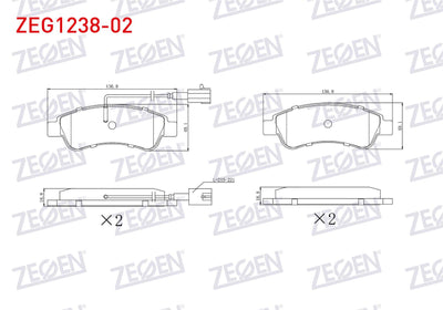 Zegen ZEG1238-02 Brake Pad Rear Pair with Connector Fiat Ducato 2.0 Mjt 2014-/ Ducato 2.3 Mjt 2014-/ Citroen Jum — Brake Pads