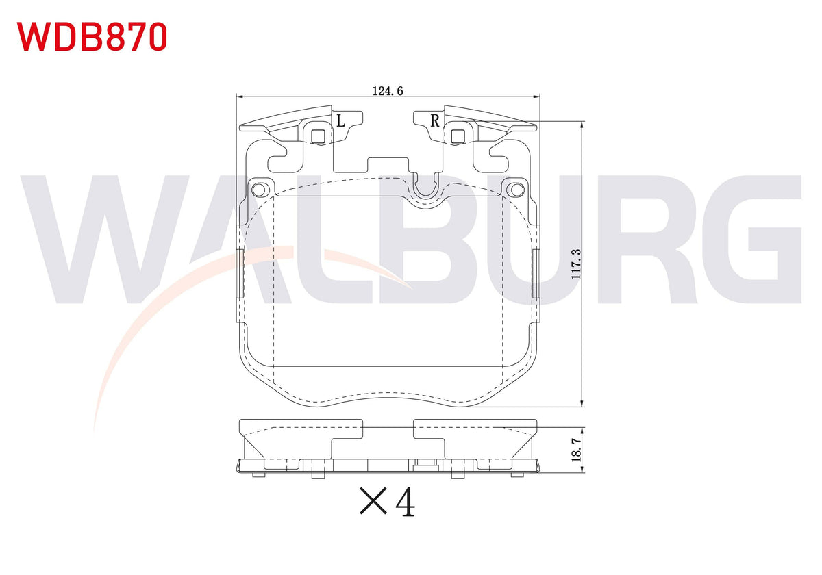 WALBURG WDB870 Brake Pad Front BMW 3 Series (G20, G80) 17-/ 4 Series (G22 and 5 more models — Brake Pads