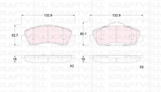 Kraftvoll 07010142 Brake Pad Front 301 12 308 13 / C Elysee 12 C4 Cactus 14 Mando Tip — Brake Pads