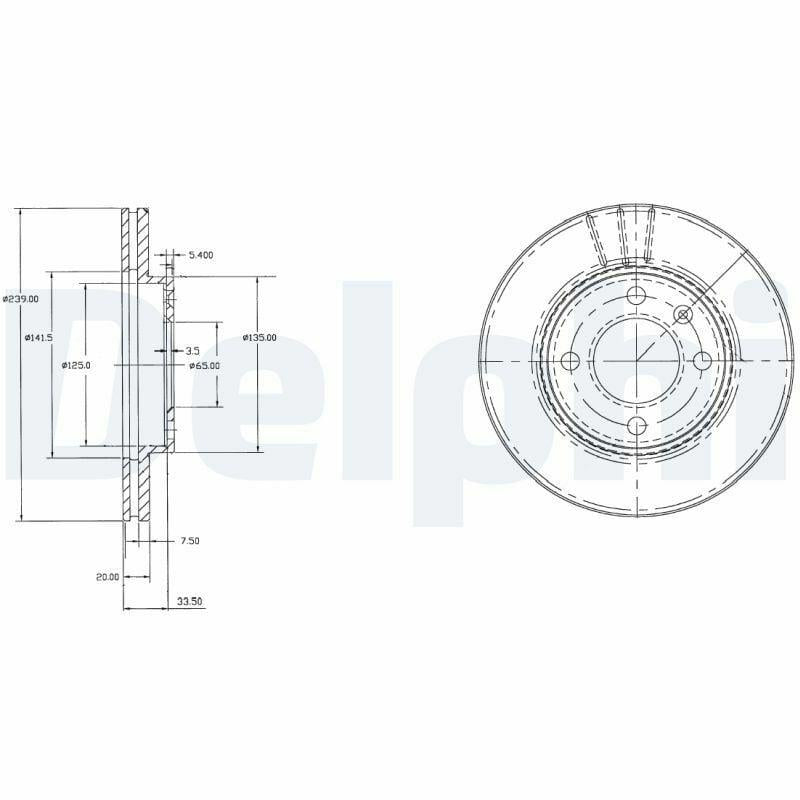 Delphi Brake Disc Front - Golf III, II and 3 more models — Brake Rotors & Drums