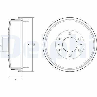 Delphi BF559 Brake Drum Rear (Mitsubishi:L200 Cr 06-2.5 DiD / Fiat: Fullback 16 -) — Brake Rotors & Drums