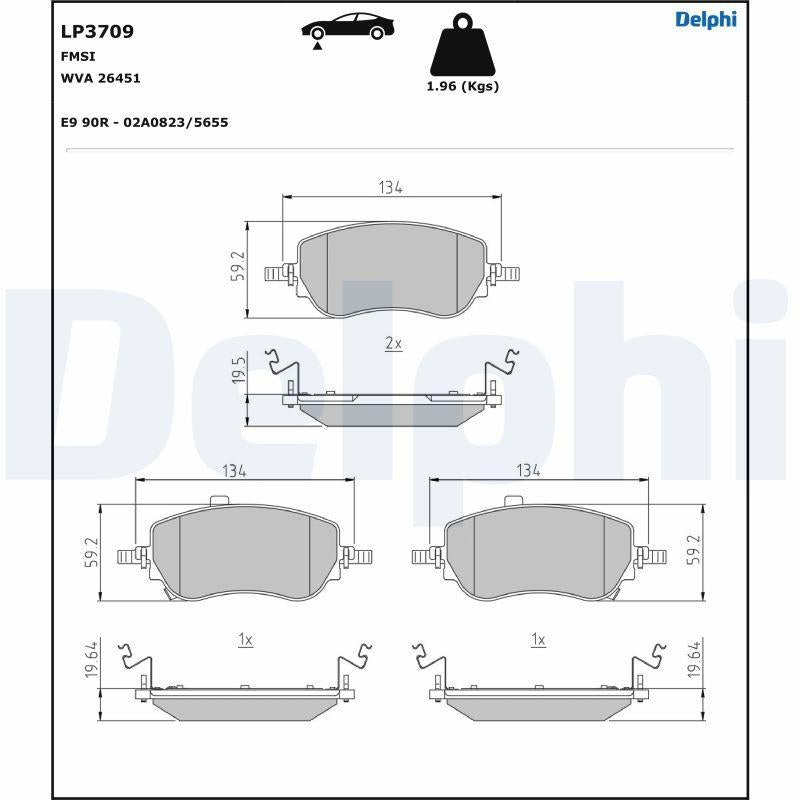 Delphi LP3709 Brake Pad Front Fiat Egea 2020-> / Egea Cross 2021-> SW 1.3D Multijet — Brake Pads