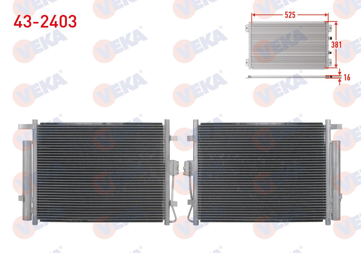 Veka 43-2403 A/C Condenser Kia Soul (Am) 1.6 CRDi A-T / M-T 2009 — Condensers & Evaporators
