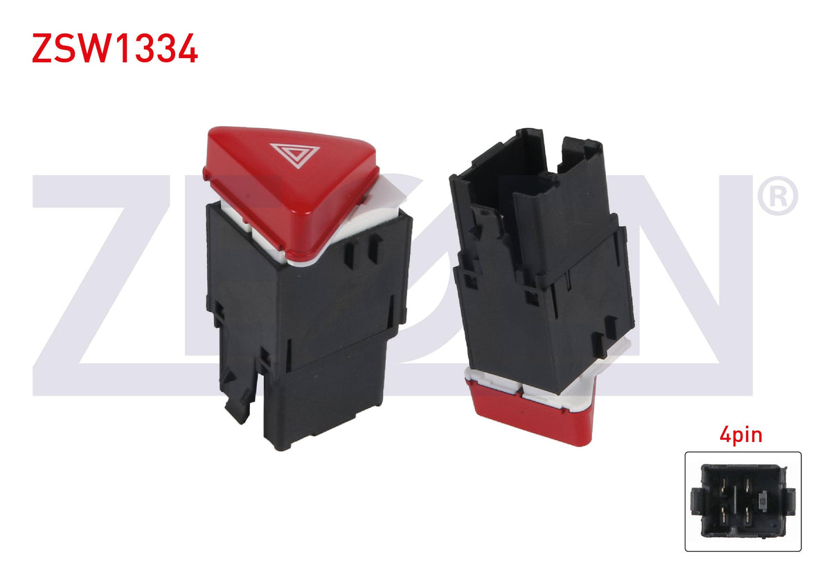 Zegen ZSW1334 Flasher Switch 4 Pin Volkswagen Golf V-Jetta III 2003-2009 — Switches & Relays
