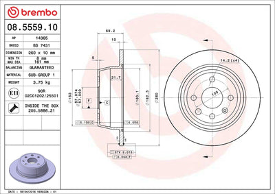 Brembo 08.5559.10 Brake Disc Rear Standard Opel — Brake Rotors & Drums