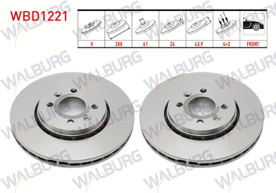 WALBURG WBD1221 Brake Disc Front Air 4 Bjn 280X24x61x43 — Brake Rotors & Drums