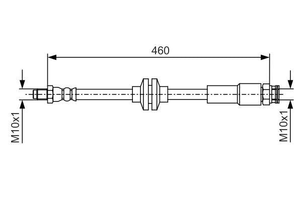 Bosch 1987481543 Brake Hose 460 mm (Alfa Romeo MiTo 1.4)