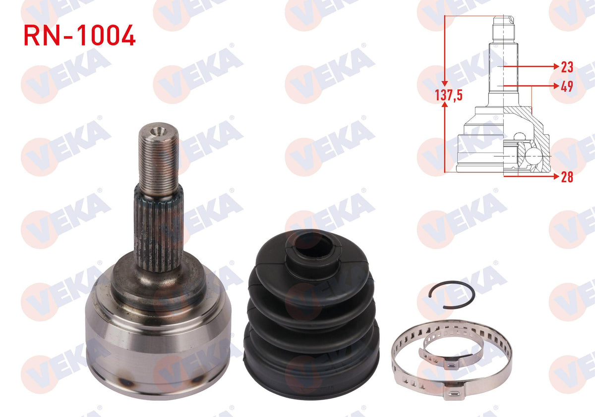 Veka RN-1004 CV Joint Left-Right Front Outer Length 137,5mm Renault Clio III (Br0 / 1 — Axles, CV Joints & Boots