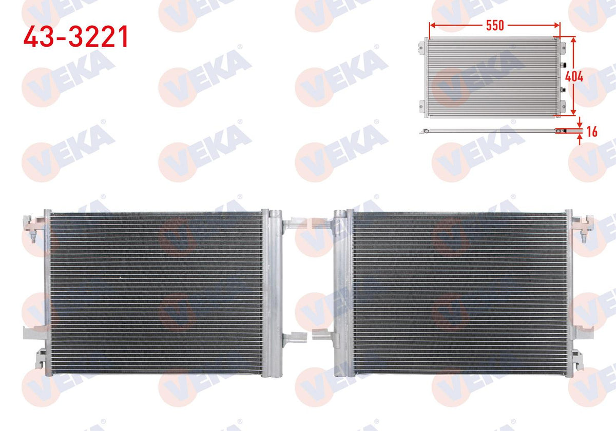 Veka 43-3221 A/C Condenser Opel Astra J 1.3 CDTi 2009-2016 — Condensers & Evaporators