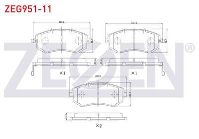 Zegen ZEG951-11 Brake Pad Front Subaru Legacy IV 2003-2009 / Legacy V 2009-2015 / Impreza 2008-/ Forester (Sh) 2 — Brake Pads