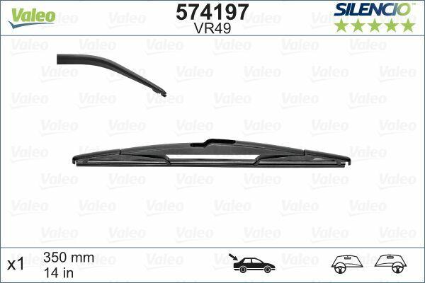 Valeo 574197 Rear Windshield Wiper Blade - 14 Inch for Renault, Ford, and Citroen — Wipers