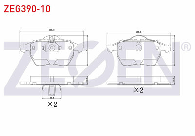 Zegen ZEG390-10 Brake Pad Front Opel Vectra B 2.0i 1995-2003 / Vectra B 2.5 V6 1995-2003 / Calibra A 2.0i 1995-2 — Brake Pads