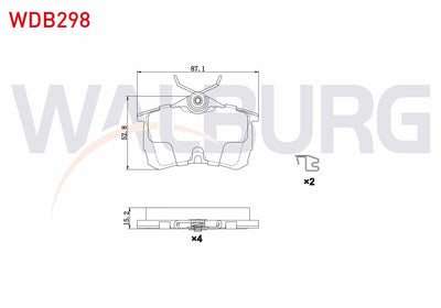 WALBURG WDB298 Brake Pad Rear Honda Accord VII (Cl) 1.6i 16V 2003-2008 / Accord VII (Cl) 2.0 16V 2003-2008 — Brake Pads