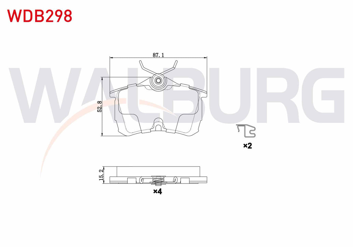 WALBURG WDB298 Brake Pad Rear Honda Accord VII (Cl) 1.6i 16V 2003-2008 / Accord VII (Cl) 2.0 16V 2003-2008 — Brake Pads