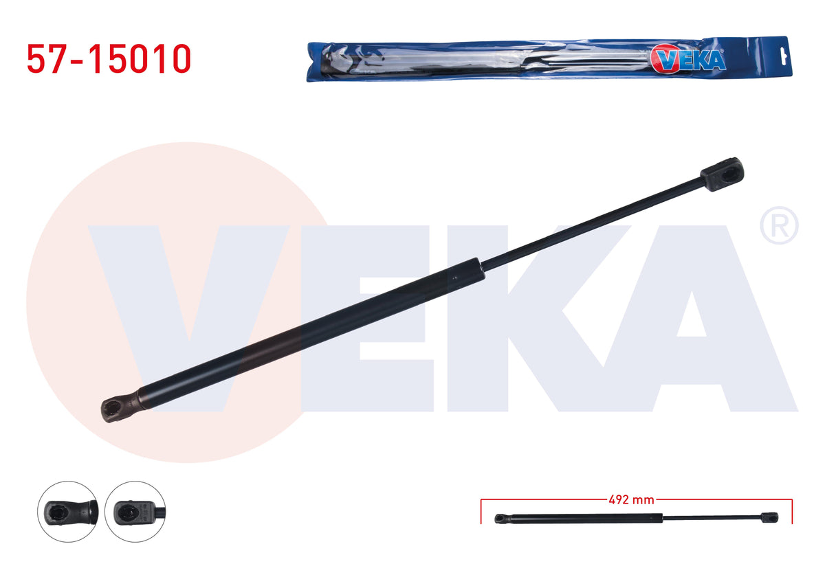 Veka 57-15010 Trunk Gas Strut 492mm / 475N Citroen C4 (B7) 2009-| Set of 2 — Support Rods & Struts