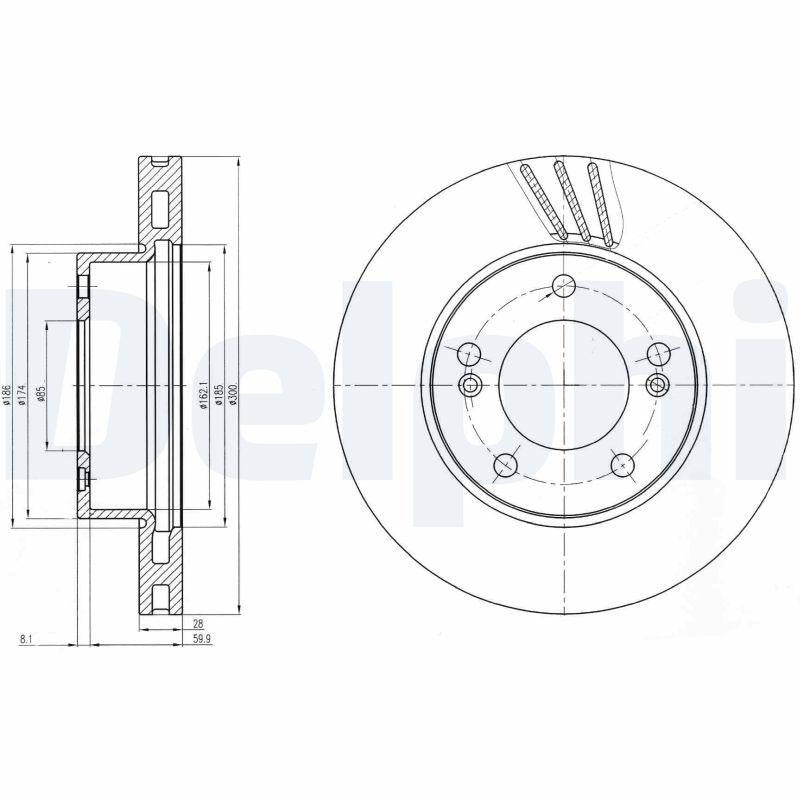 Delphi BG4207 Brake Disc (Twin Pack), Drilled — Brake Rotors & Drums