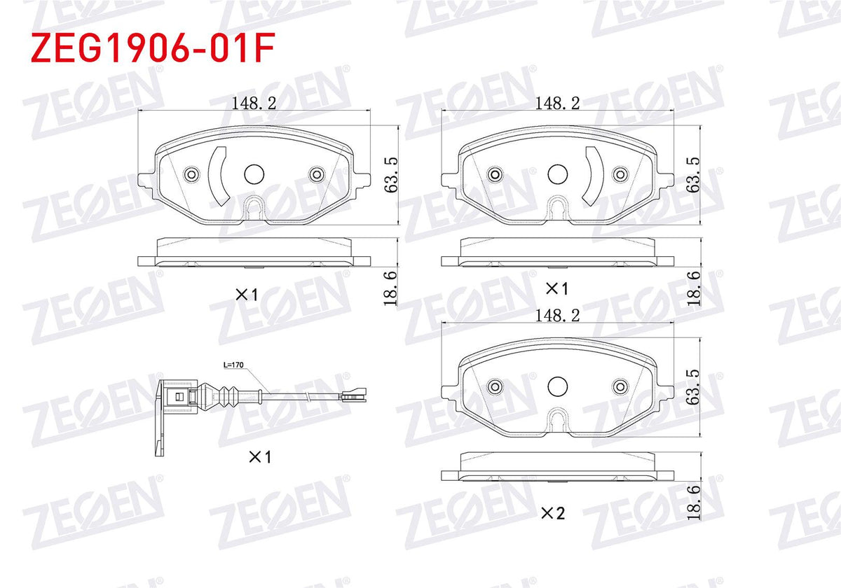 Zegen ZEG1906-01F Brake Pad Front with Connector VW Golf VIII 2020-/ Skoda Octavia IV 2019-/ Seat Leon 2019 — Brake Pads