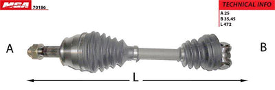 MGA 70186 Axle Left Short 47.2 Cm (Fiat: Fiorino 1.3Mjtd ABS.without 07-) — Axles, CV Joints & Boots