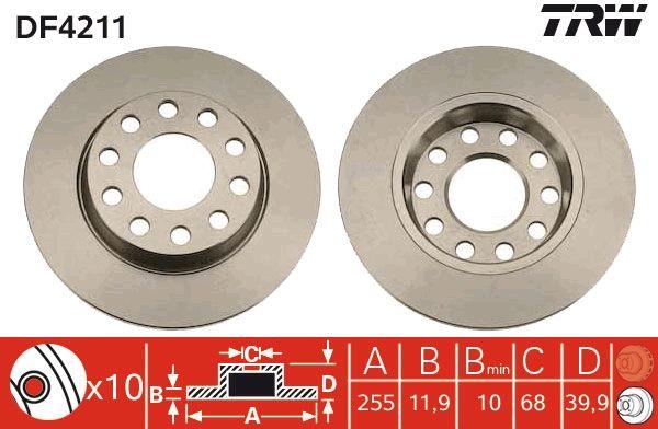 TRW DF4211 Rear Brake Disc Audi A4 Seat Exeo 01-08 09-14 — Brake Rotors & Drums