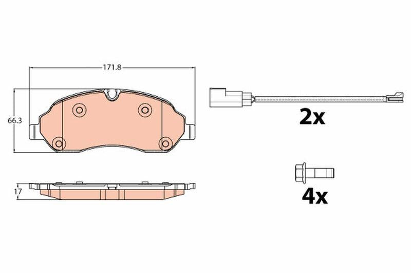 TRW GDB2117 Ford Transit -Custom 2014 Model onwards Front Brake Pad Set with Connector — Brake Pads