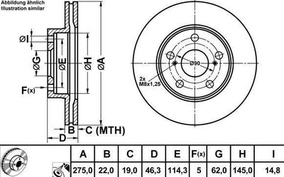 MGA 50272 Brake Disc Front Air Grooved 275-5 (Corolla 2007 > 2011 / Auris 2007 > 2011 1.4-1.6 VVTI Gas — Brake Rotors & Drums