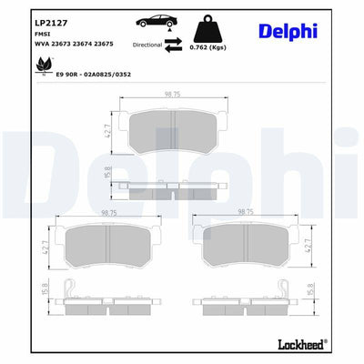 Delphi LP2127 Rear Brake Pad Ssangyong Actyon Kyron Rexton 2006-2012 — Brake Pads