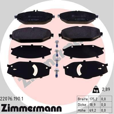 Zimmermann 22076.190.1 Brake Pad Set — Brake Pads