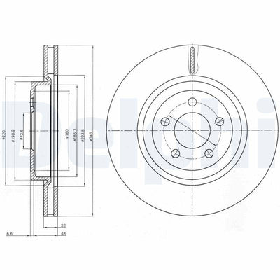 Delphi BG9050 Brake Disc (Single Pack), Drilled — Brake Rotors & Drums