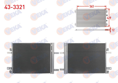 Veka 43-3321 A/C Condenser Peugeot 3008, 5008 2016-/ Citroen C5 AirCross 2018-/ 1.5 / 1.6 HDi / Op — Condensers & Evaporators