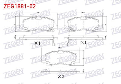 Zegen ZEG1881-02 Brake Pad Front Mitsubishi Eclipse Cross 2017 — Brake Pads