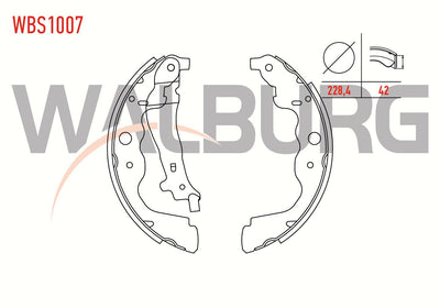 WALBURG WBS1007 Brake Shoe Rear Renault Clio IV 1.5 dCi with Lever 228 — Brake Cables & Hardware