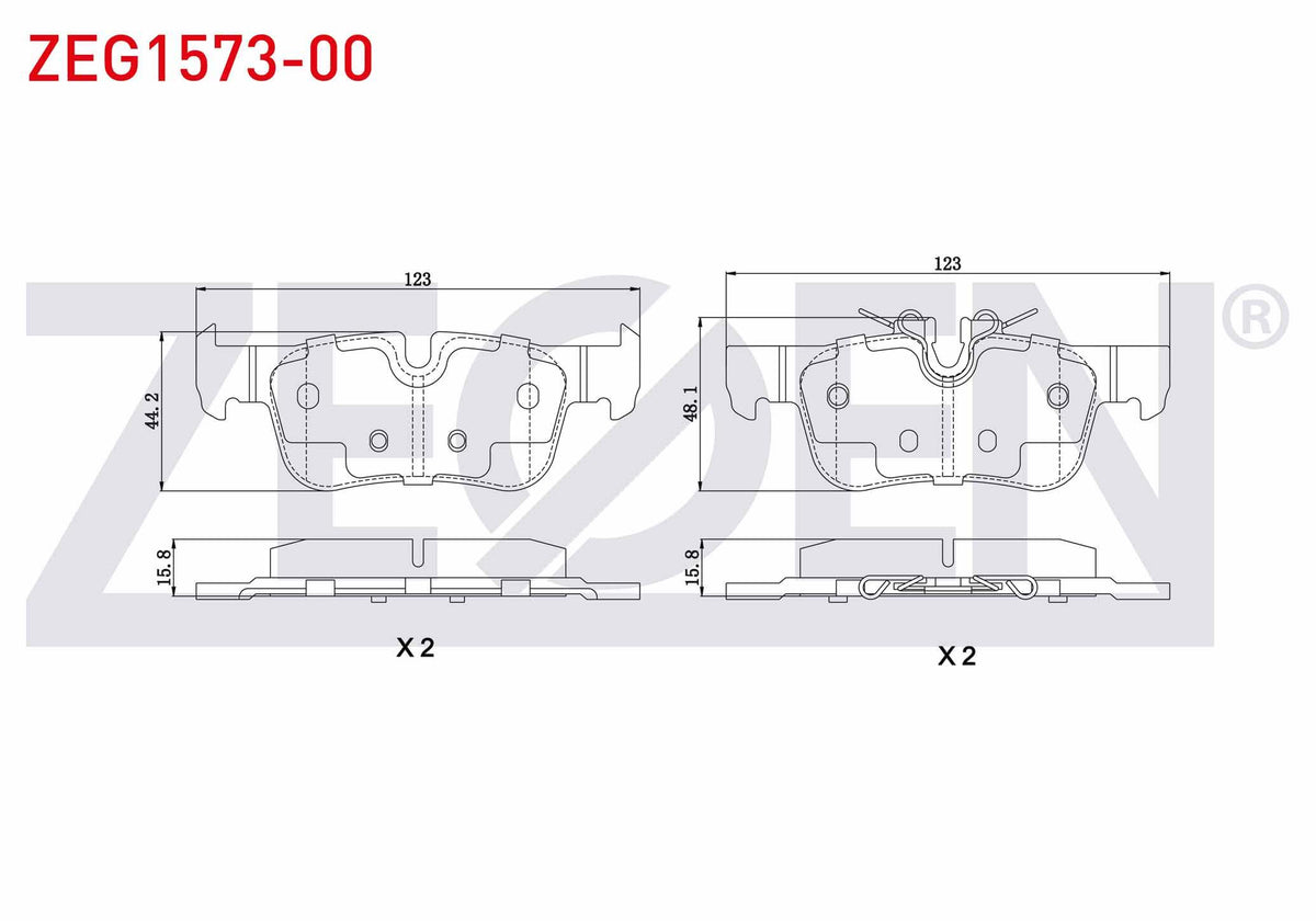Zegen ZEG1573-00 Brake Pad Rear BMW 2 Series (F45) 218 i 2014-/ 220 i 2014-/ 216 D 2014-/ i3 (I01) Hybrid 2014-/ — Brake Pads