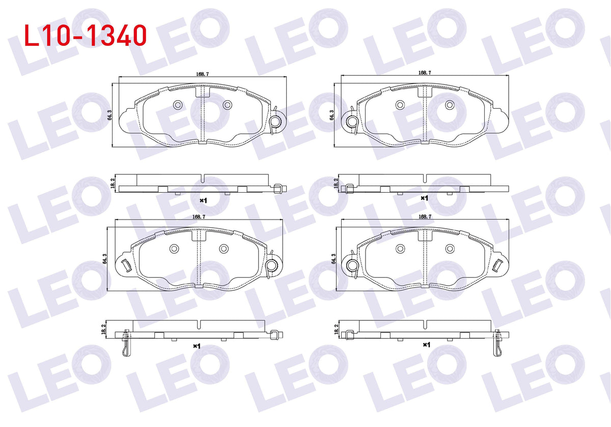 LEO L10-1340 Brake Pad Front with Wear Indicator Ford Transit (V184) Front Wheel Drive 2.0 TDCi-2.3 16V-2.4 DI-2.4 TDCi-2.4 Tde 2000-2006