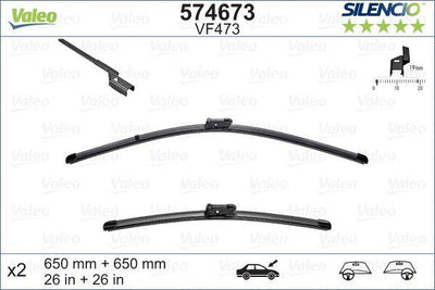 Valeo 574673 Wiper Set Opel Astra J 09- 650/650 mm Spoylerlı — Wipers